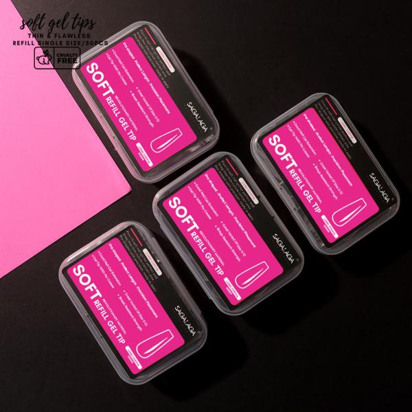 Square Clear Soft Gel X Toe Stiletto Press on Nail Extension Tips Display Coffin Full Cover Nail Tip Refill Box in 50pcs