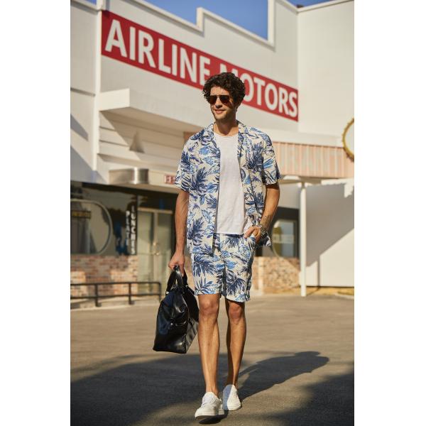 100% Linen Custom Hawaiian Shirts Blue Coolness Tropical Button Up Shirt