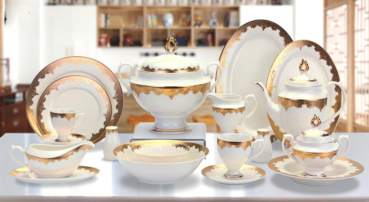 66 Pcs Full Gold  Egypt/Middle East  Dinner Set (Real Gold Dinner Set )