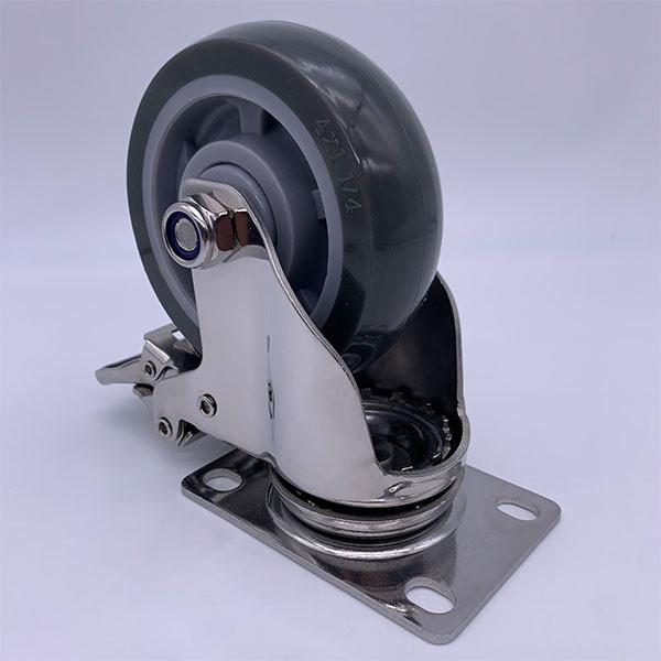 Lockable Brake SS Caster Wheel 4 Inch For Corrosive Environment