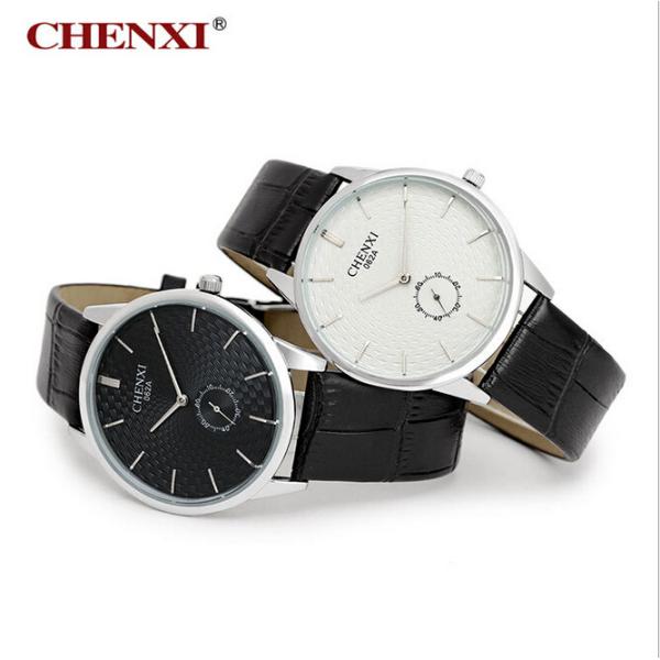 062A Top Quality PU Leather Split Leather Watch Black White Classic Fashion Leather Watch