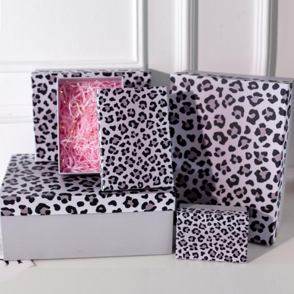Customizable Gift Boxes With Leopard Print Lids For Birthday Gifts In Various Sizes