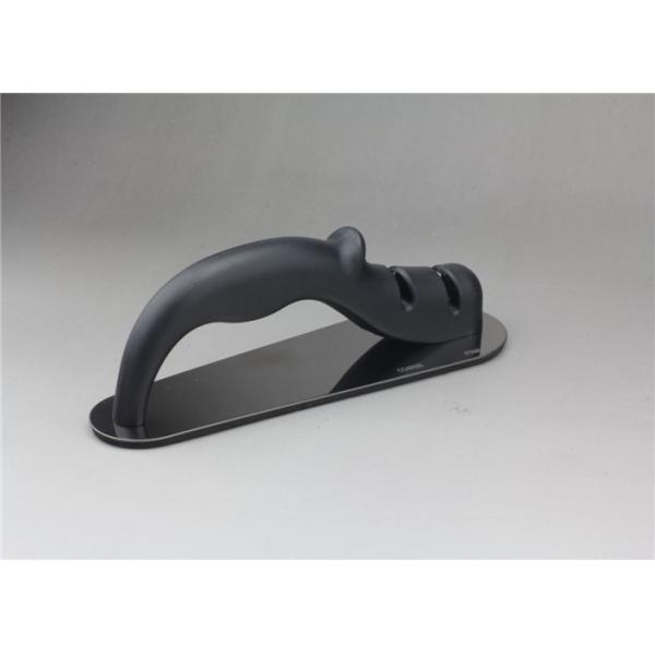 Kitchen Stainless Steel  Knife Sharpener Black Color With Non - Slip Steel Bottom