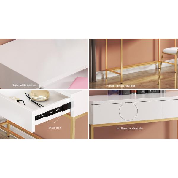 Luxury White Modern Wood Dresser Nordic Style Two Drawers With Mirror