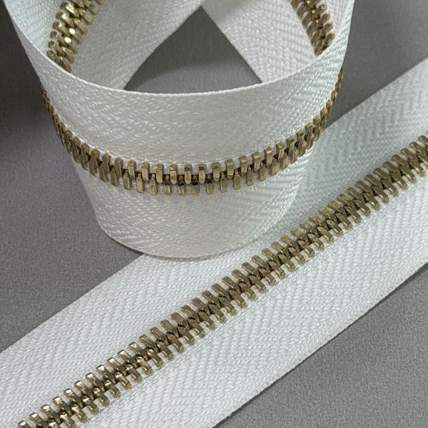 Light Gold Metal Zip #5 Double Pointed Teeth Zipper Customized