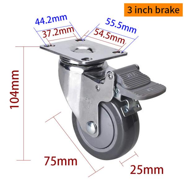 3 Inch Metal Caster Wheels Industrial Light Duty Castors 3723P-77