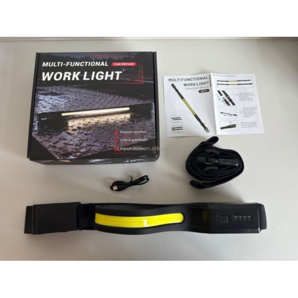 Cross-border COB Strong Light Maintenance Silicone Work Lamp USB Charging Outdoor Camping Built-in Battery Chest Running Lamp