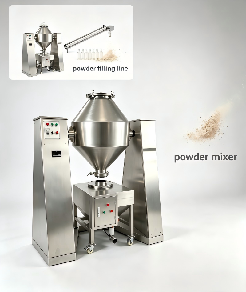 Double Cone Powder Mixer W-300 Pharmaceutical Dry Granule Blender 300L 150kg Batch CE Certified