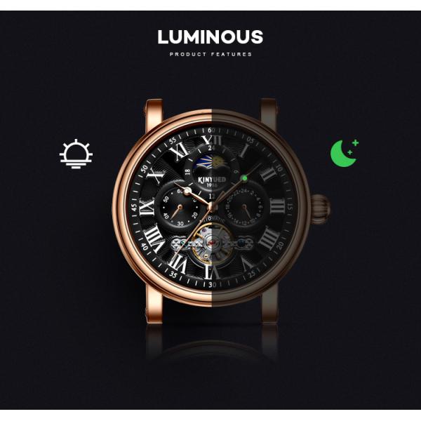 KINYUED mans watches custom logo wholesale luxury luminous hands automatic tourbillon watch mechanical