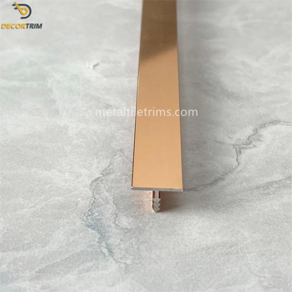 Aluminium Edging Profile T Shaped Transition Strip Rose Gold