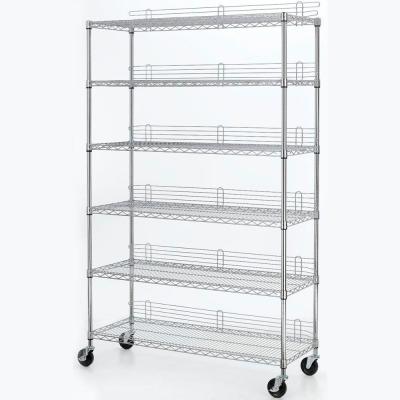 6 camadas 18 x 24 fios que arquivam unidades móveis resistentes do shelving do fio com rodízios