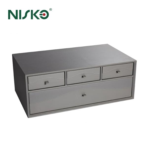 Organizador de caja fuerte extraíble con cerradura de huella dactilar + cajón organizador de cuero