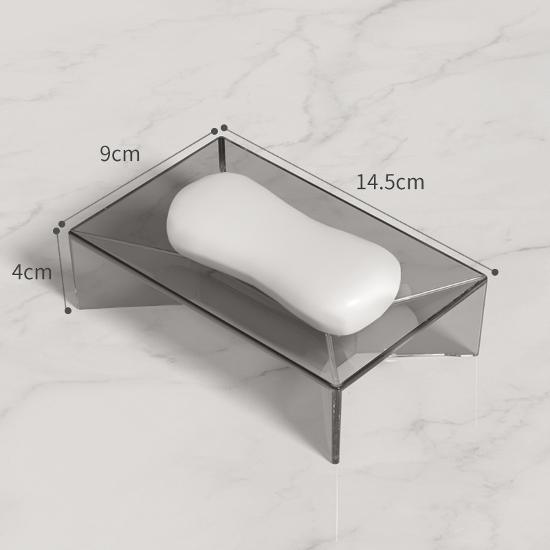 New Design Portable Transparent Table Soap Rack Free Perforation Drain Storage Soap Rack for Household Bathroom Toilet