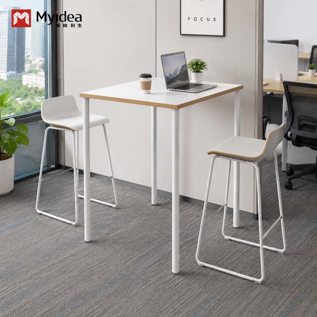 Modern Office Bar Table with Sturdy Steel Legs – A Durable, Space-Efficient Counter for Breakrooms, Coffee Stations, and Casual Work Areas.
