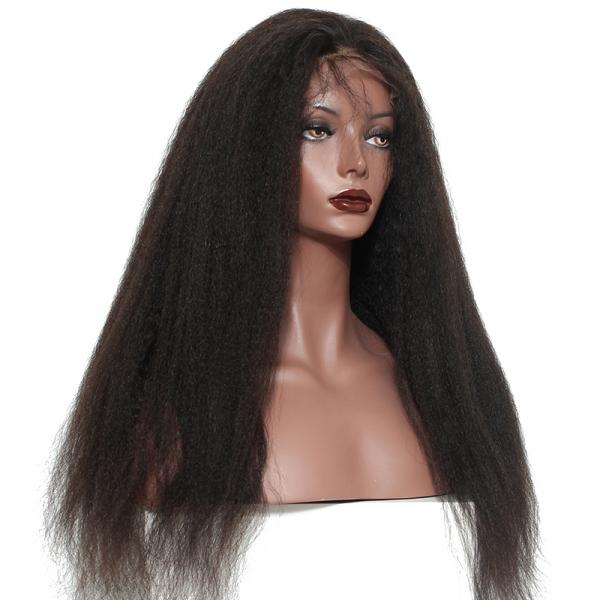 Customized Sew In Lace Front Human Hair Wigs Indian Yaki Straight Hair