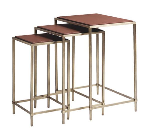 Stainless Steel Legs Metal And Wood Nesting Tables 3 Nest For Hotel