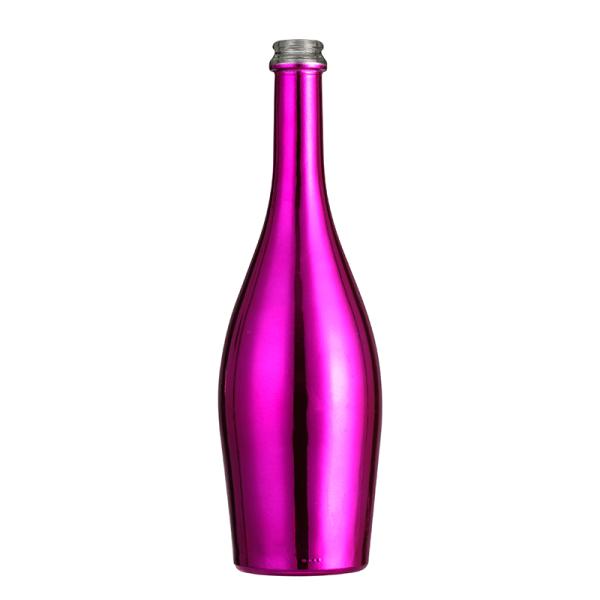 Custom Capacity Matte Pink Silver Gold Blue Silver Electroplated Champagne Bottle 750ml with Cap