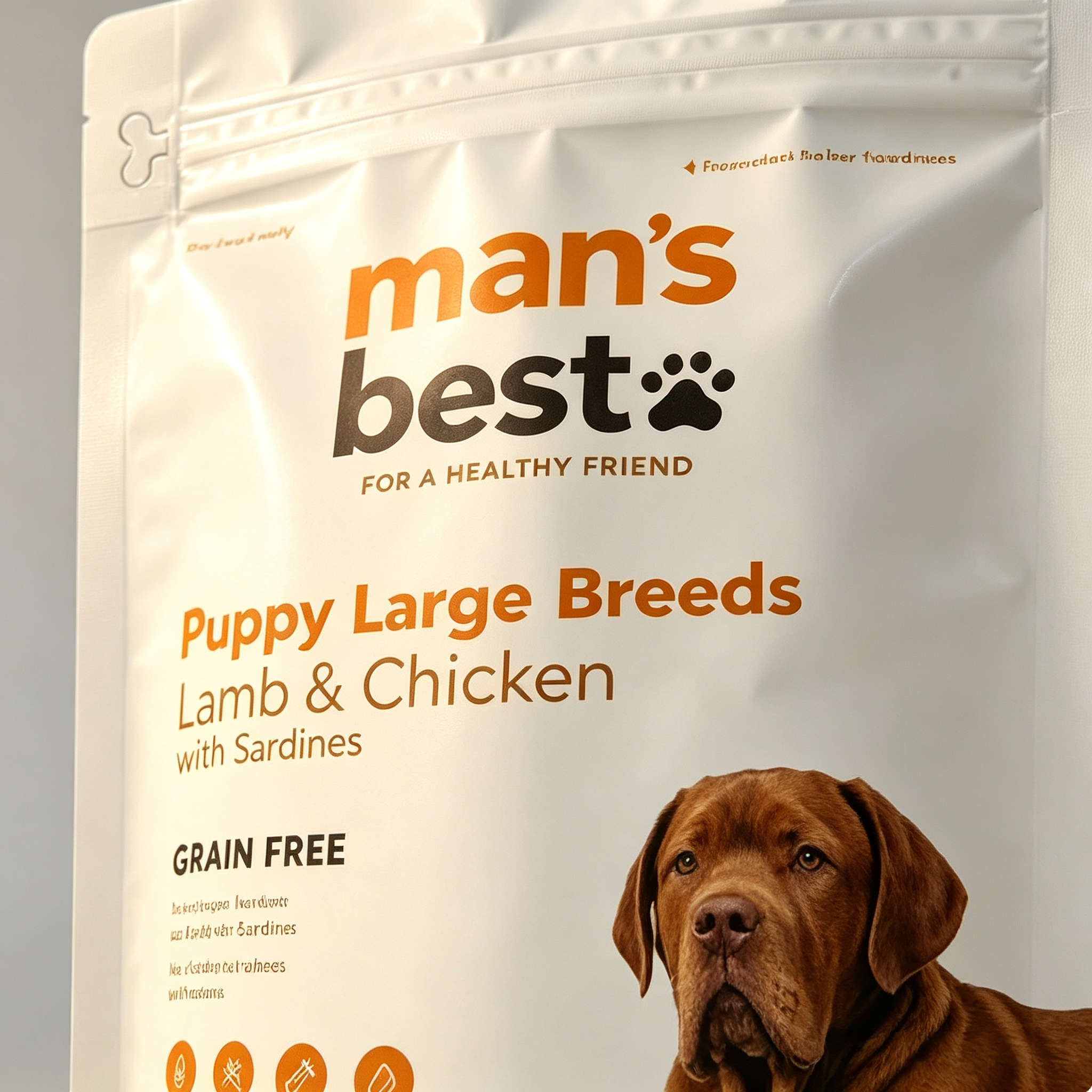 Aluminum Foil Stand Up Pouches With Pull Tab Zipper | Custom Printed Doypack Dog Food Packaging Bags For Puppy Large Breed Grain Free Kibble OEM
