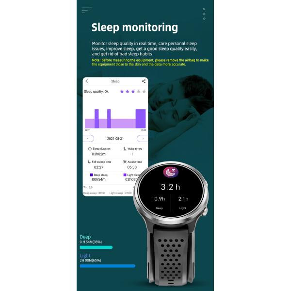 Montre intelligente P30 de moniteur de santé de tension artérielle d'ECG de pompe à air 1,3 pouces pour des soins de santé