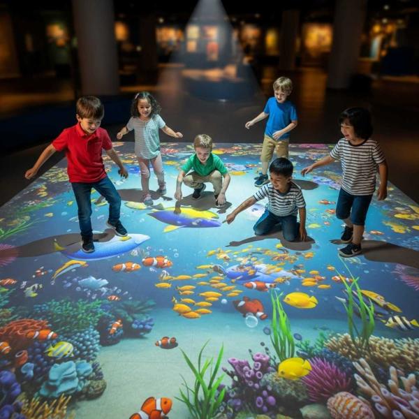 Interactive Floor Projection Game: Step on Fish Fun