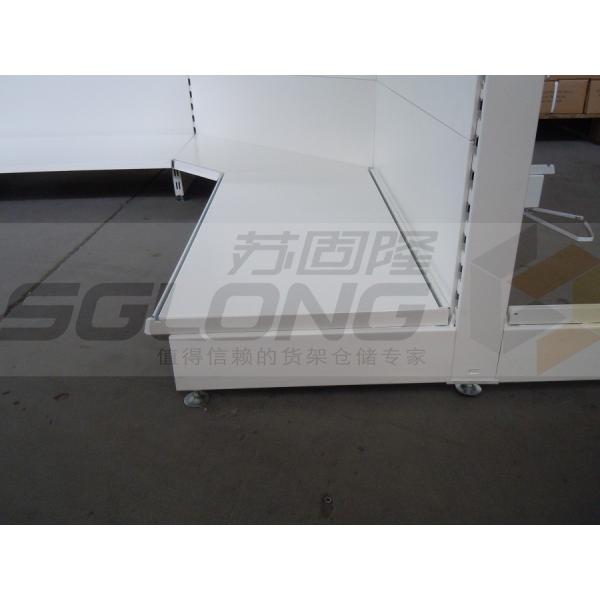 Supermarket Wall Gondola Shelving Corner Rack High Performance 100kg - 150kg Capacity