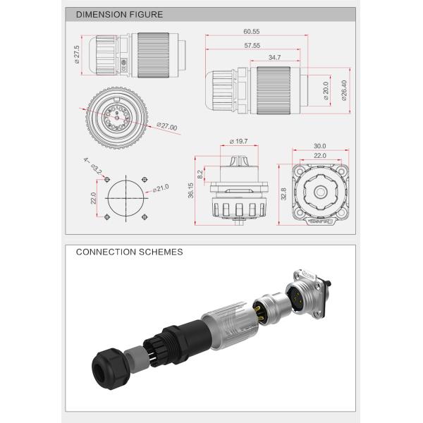CNLINKO M20 4 pin waterproof connector Outdoor 4 Pin Circular Plug Socket ip67 waterproof connector