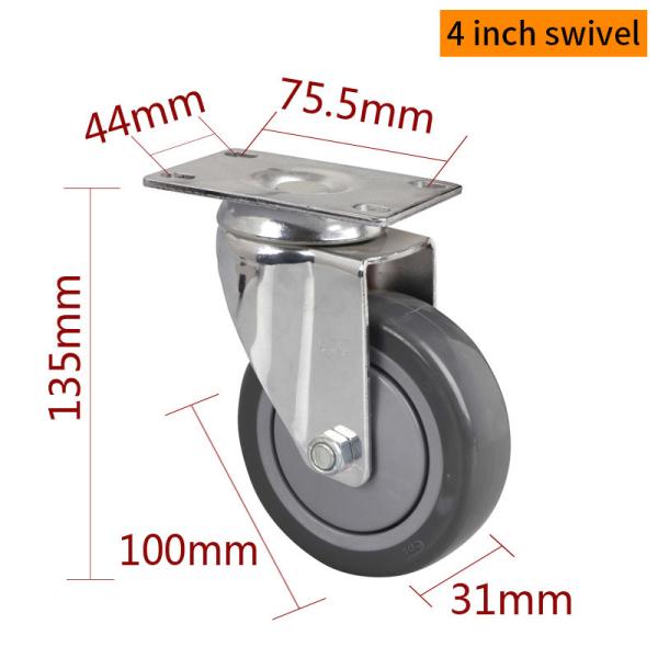 Industrial Plate Caster Wheels 4 Inch 100mm Castor Wheel Manufacturers