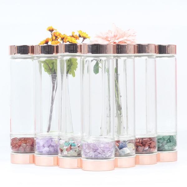 Travel 500ml / 15.2oz Glass Water Bottle With Stainless Steel Lid Custom Logo