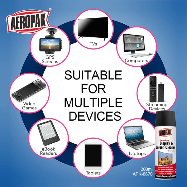 Aeropak 200ml Eco-Friendly Aerosol Computer & Mobile Phone Screen Cleaner Spray