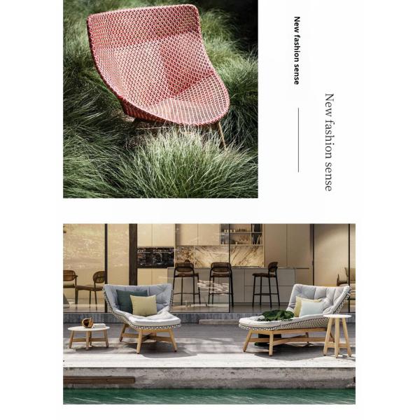 Contemporary PE Rattan Chairs Teak Wood Table Chair Set Outdoor Customized Furniture