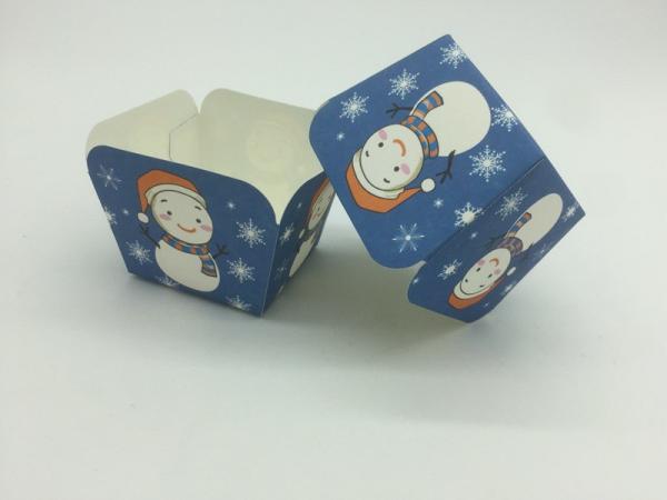 Navy Blue Square Cupcake Liners Souffle Pastry Muffin Paper Liners Winter Snowman Pattern