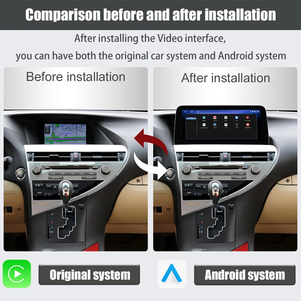 LEXUS RX 2009-2014 Послепродажный Bluetooth Автомобильное стерео Радио Обновление 12,3-дюймовый сенсорный экран