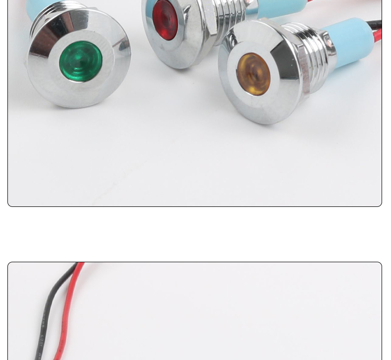 High Brightness 10mm Metal Power Indicator Light LED Display 15cm Wire Multi-Color (Red/Green/Yellow/Blue/White) IP65 Rated