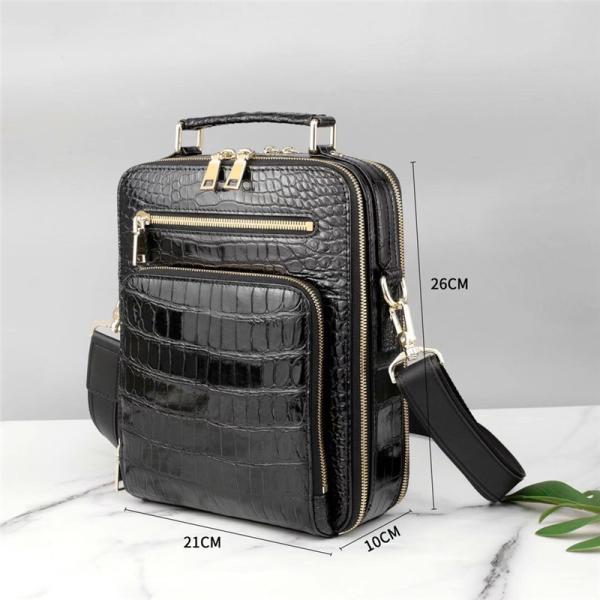 Genuine Crocodile Leather Men Small ZIP Handbag Authentic Alligator Belly Skin Male Cross Shoulder Bag Messenger Bag