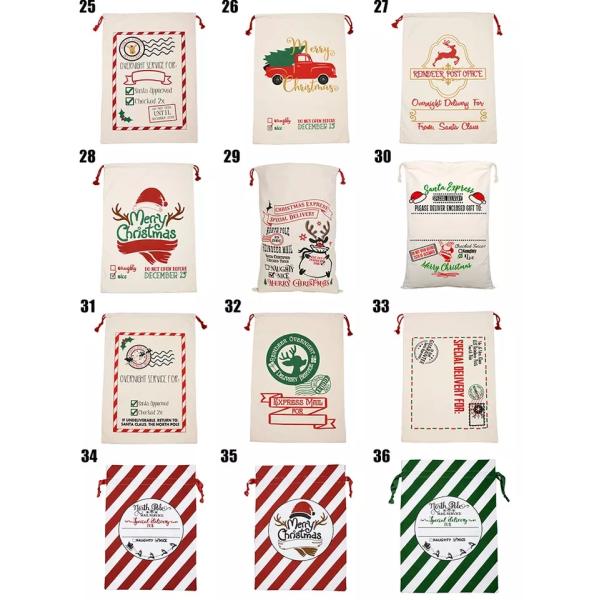 Customized Logo 2022 Christmas Drawstring Sacks 100% Cotton Santa Stockings Candy Nuts Gift Package Bag