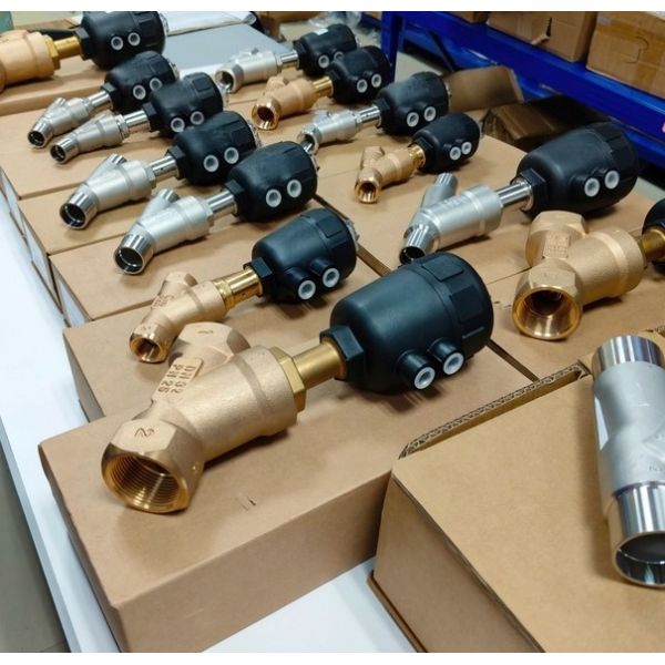 High Temperature Brass Pneumatic Angle Seat Valve Y Type Pneumatic Angle Valve for Textile Food Sterilization Equipment