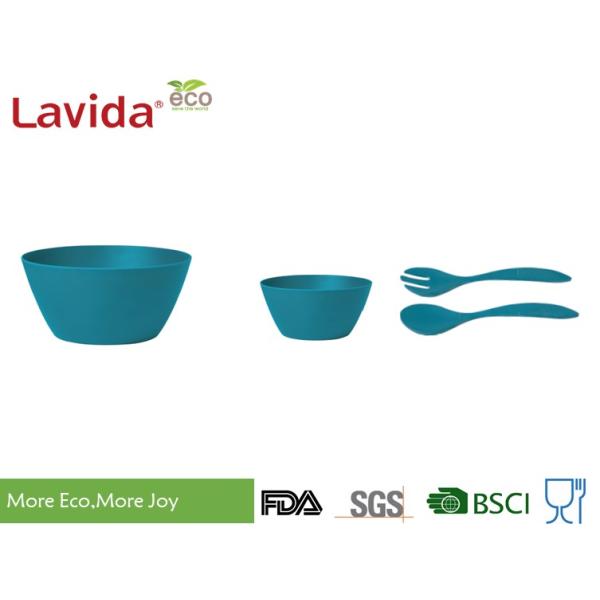 Blue And Gray Bamboo Fiber Dinnerware , Natural Plant Fibre Printed Bamboo Dinner Set