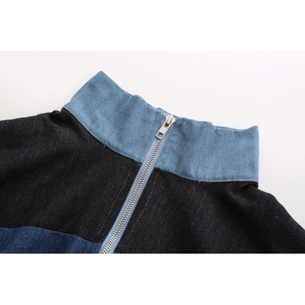 Contrast Sleeves Cotton Zip Through Youth 12oz Womens Short Jean Jacket