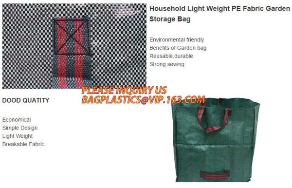 Outdoor Large Capacity Garden Gallon Waterproof Green Lawn PE Woven Waste Bags, Reusable Yard Waste Bags