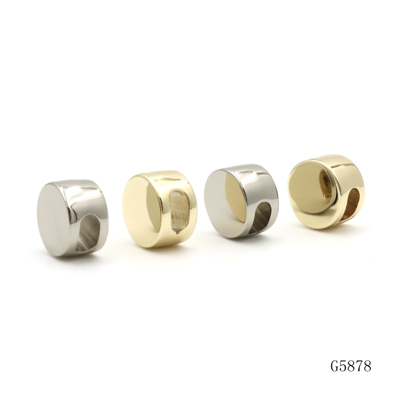 Smooth Round Spacer Beads Gold Plated / Silver Plated Slide Beads For Bracelet