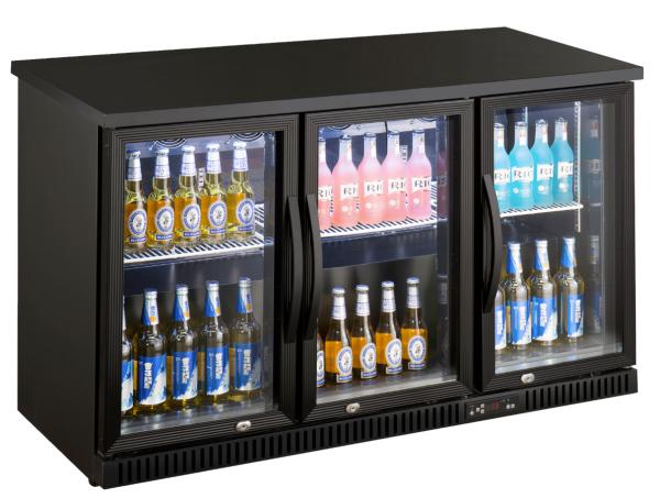 3 Door Glass Back Bar Refrigerator Automatic Drain Water Evaporating Type
