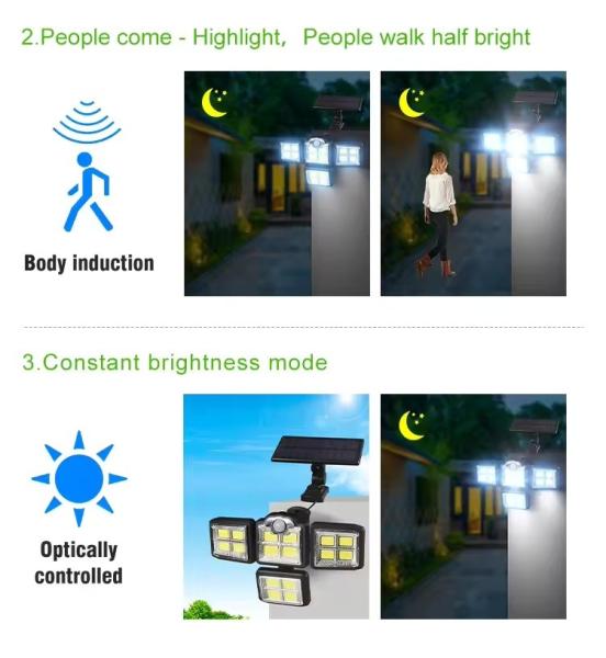 Wall Mount Solar Garage Four Heads Led Motion Sensor Security Light