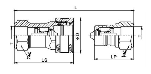Agricultural Machinery Quick Disconnect Hydraulic Couplers LSQ-TG ISO A Chrome Three