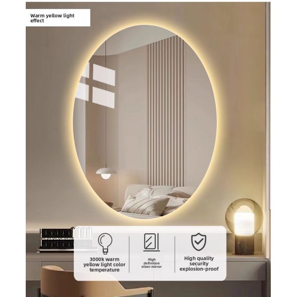 Luxury Smart Bathroom Oval Vanity Mirror, with Smart LED Lights Touch Switch, Wall-Mounted Makeup Mirror