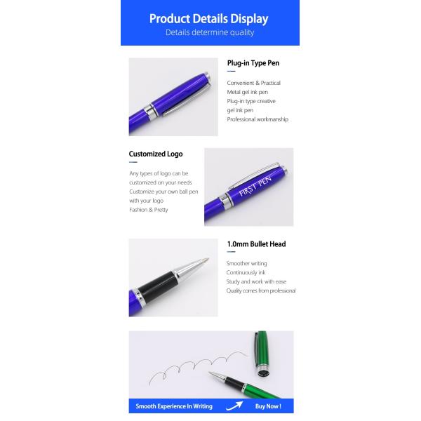 Metal Roller Ball Pen 1.0mm Bullet Tip Classic Ballpoint Pens Gel Ink Signature Pen