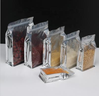 Custom Flat Bottom Aluminum Foil pouch With One Side Clear Transparent Aluminium Foil Bag With Zipper For Food Packaging