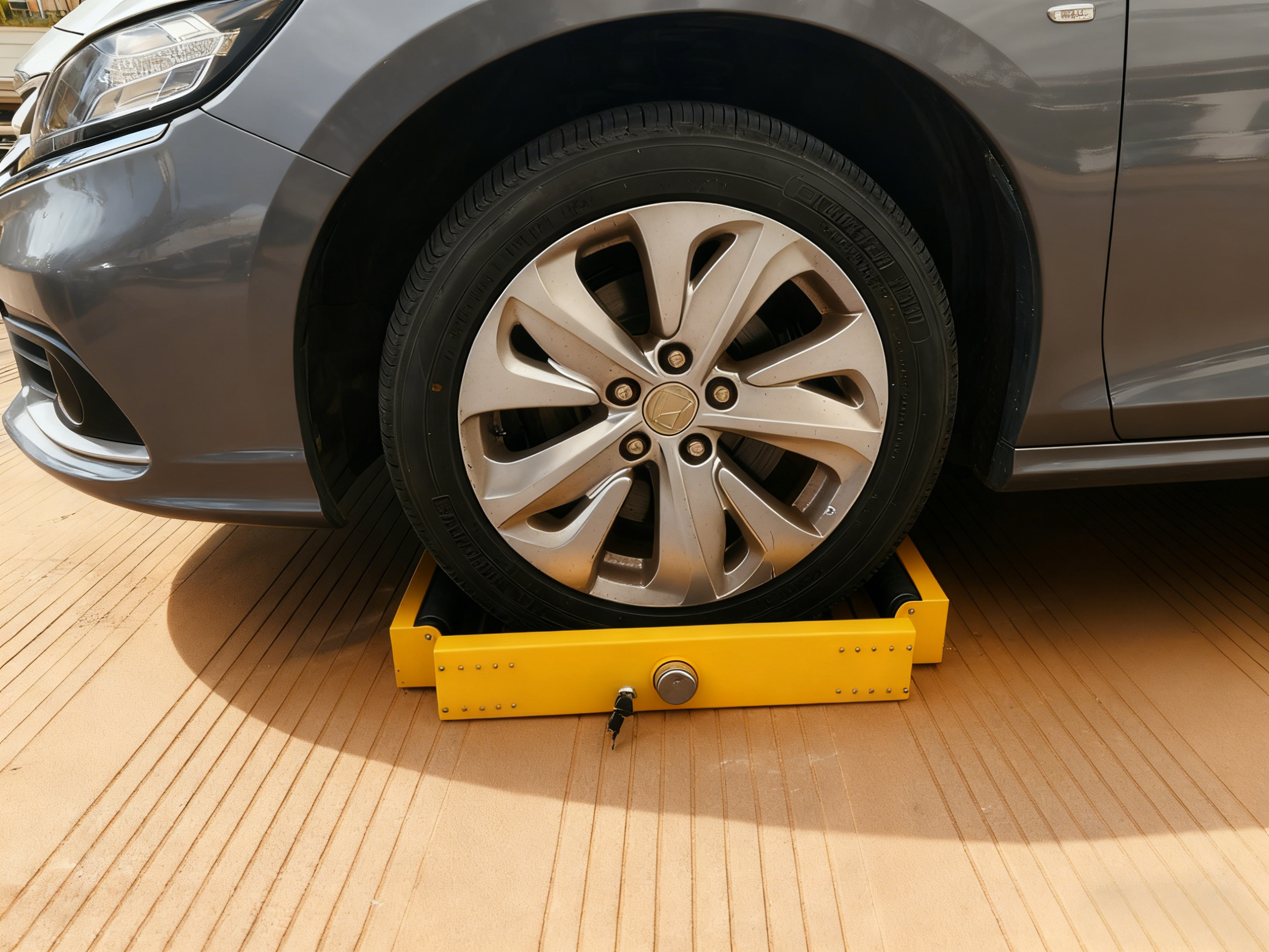 Lightweight Yellow Electrostatic Spraying Anti Theft Wheel Lock for Secure Parking
