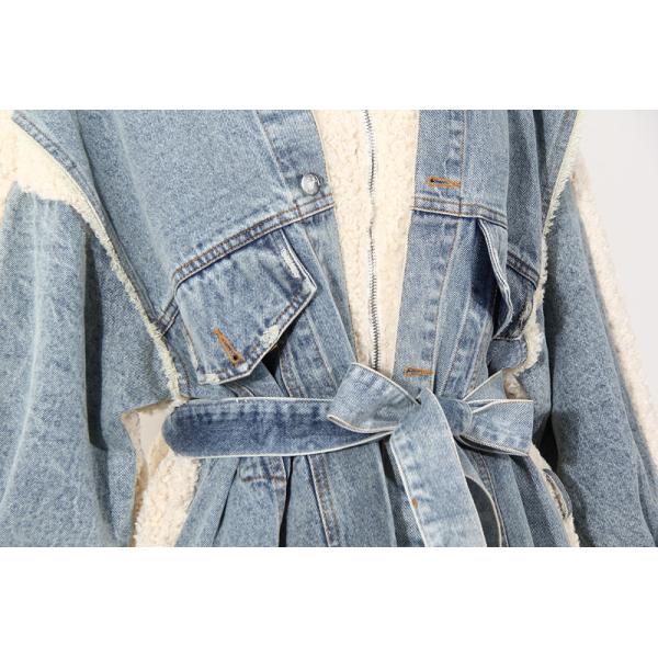 Пальто водоустойчивого Lambswool джинсовой ткани моды выстегивая 2020 курток Lambswool зимы свободных сгущенных длиной