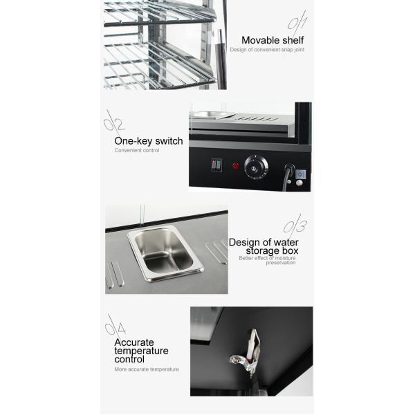 Электрический коммерческий пищевой отопительный дисплей Витрина со стеклянной крышкой и корпусом из нержавеющей стали