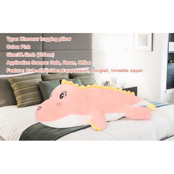 MorisMos 39.4inch Pink Giant Dinosaur Plush Pillow Unisex Stuffed Animal Hugging Toy Perfect Wholesale Gift Kids Girlfriends